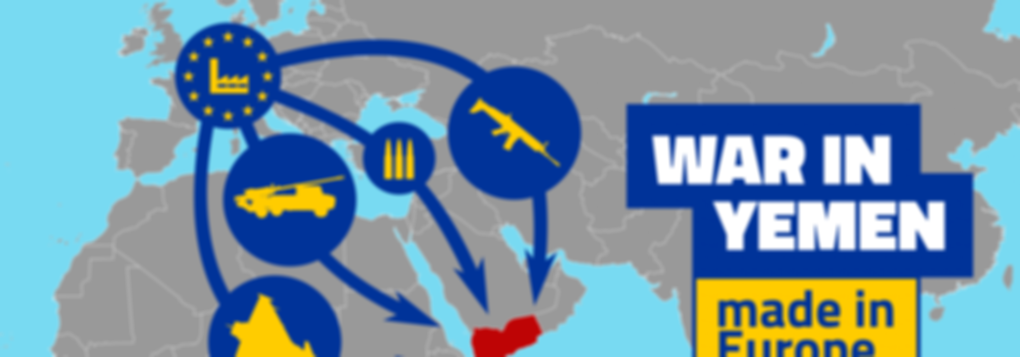 een infografiek die toont hoe Europese wapens de oorlog in Jemen voeden